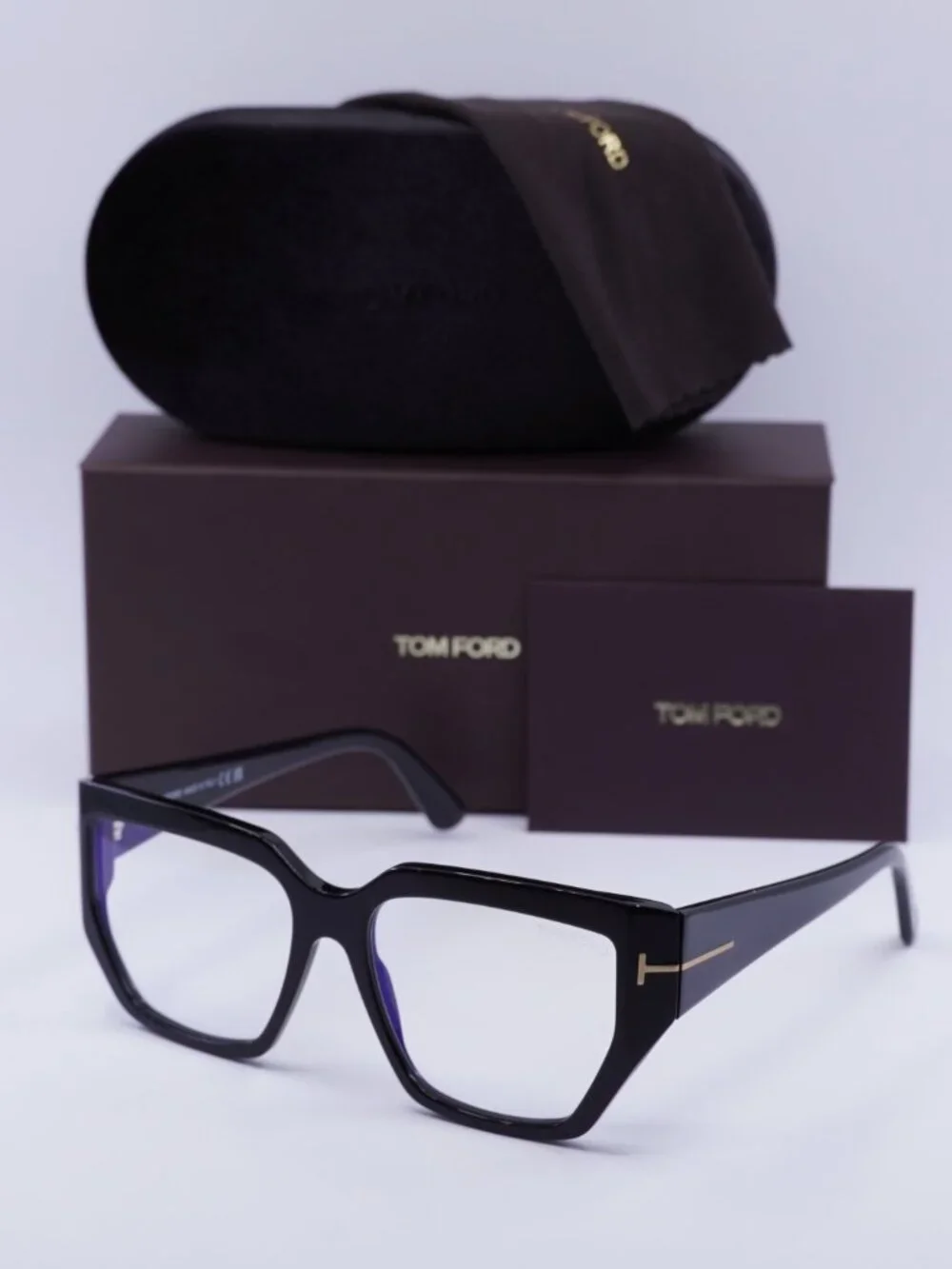 Tom Ford FT5951-B 001 Eyeglasses Black 54mm Square Frame, Blue Light Block